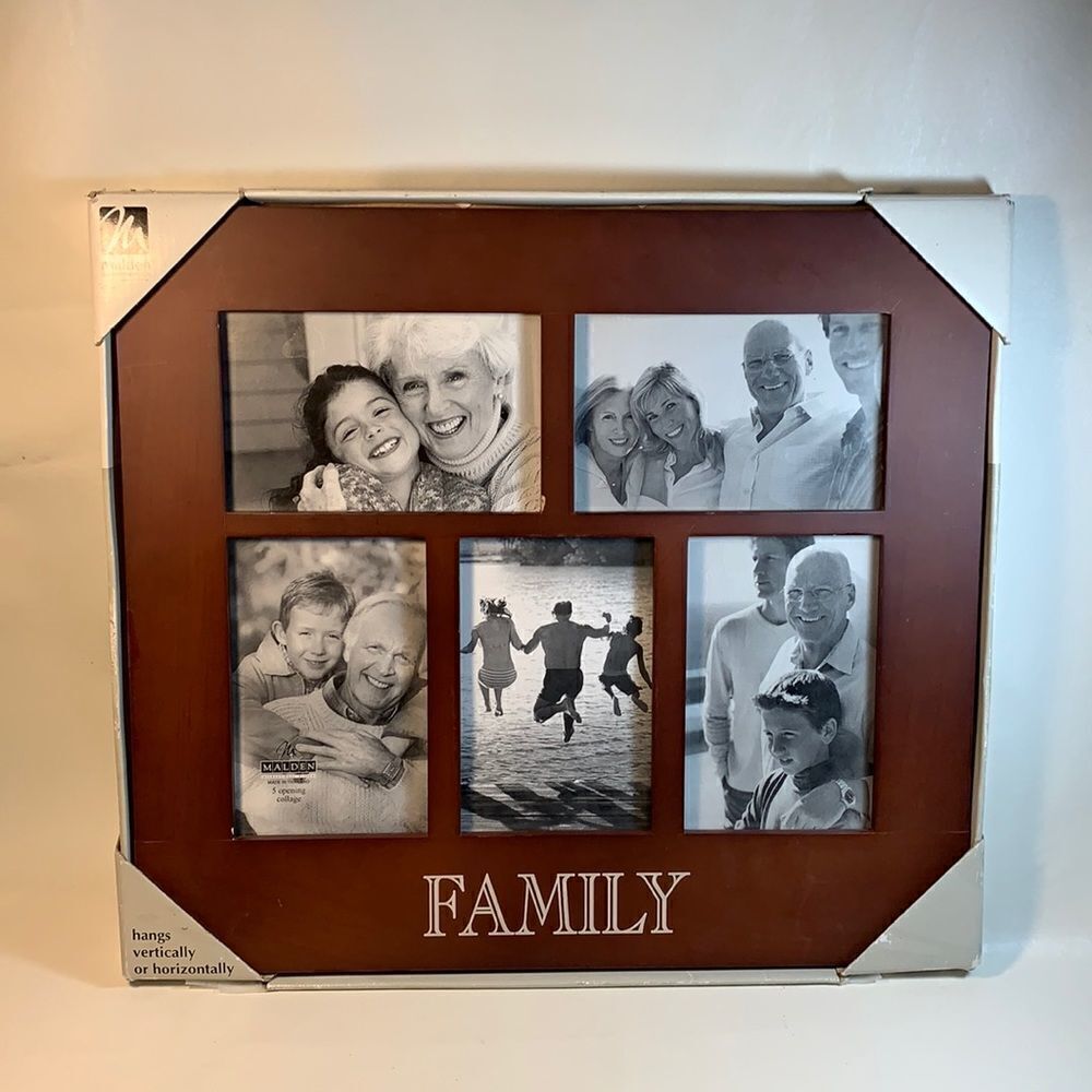 5 Opening Collage Vertical Or Horizontally Wood Frame In Package Family Friends